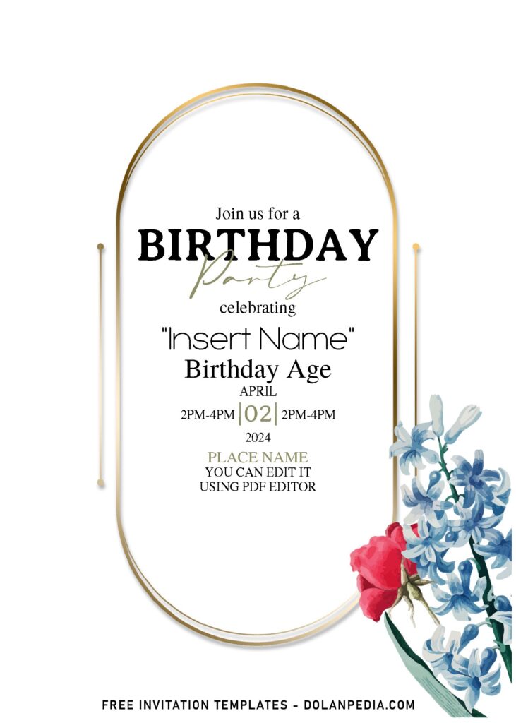 (Free Editable PDF) Rich Colorful Spring Flower Birthday Invitation Templates with periwinkle