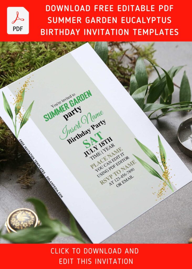 (Free Editable PDF) Summer Boho Garden Eucalyptus Soiree Invitation Templates with greenery boho leaves
