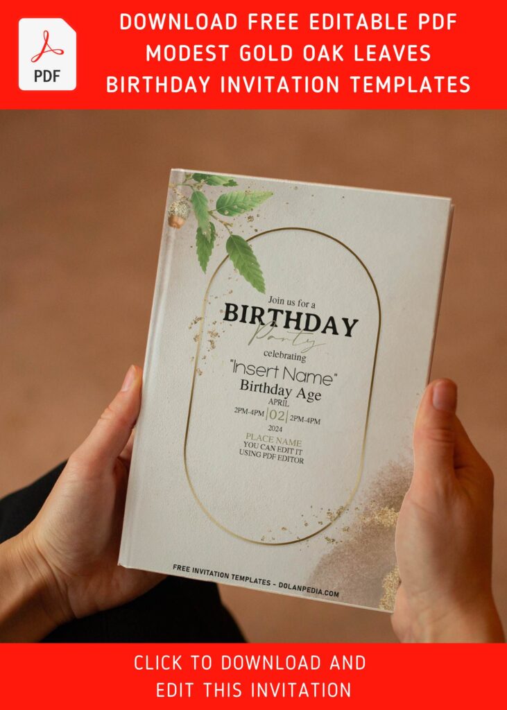 (Free Editable PDF) Sultry Gold & Greenery Apricot Birthday Invitation Templates with Apricot
