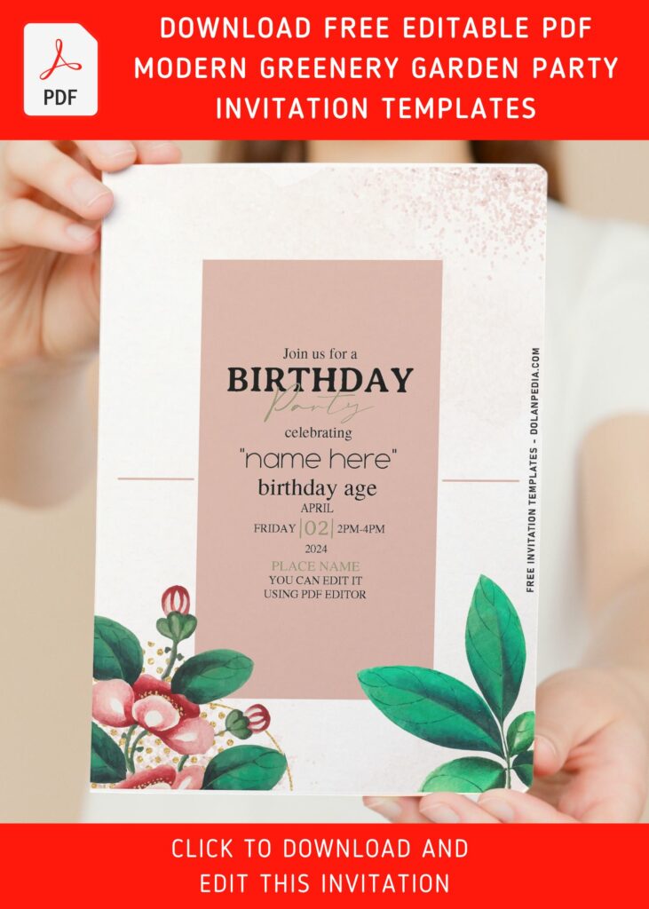 (Free Editable PDF) Modern Garden Peony And Protea Birthday Invitation Templates with classy watercolor prote