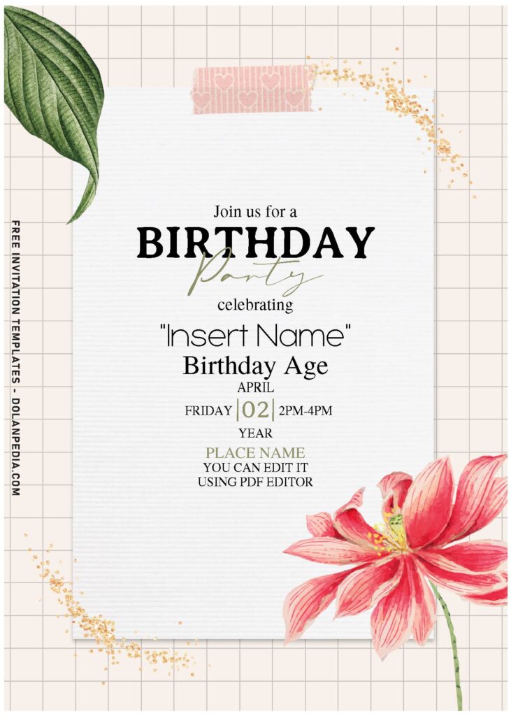 (Free Editable PDF) Rustic Modern Floral Celebration Invitation Templates with lily flower