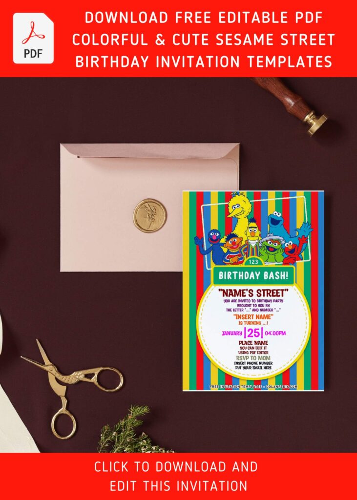 (Free Editable PDF) Perfect Everyday Sesame Street Birthday Invitation Templates with adorable Elmo and friends