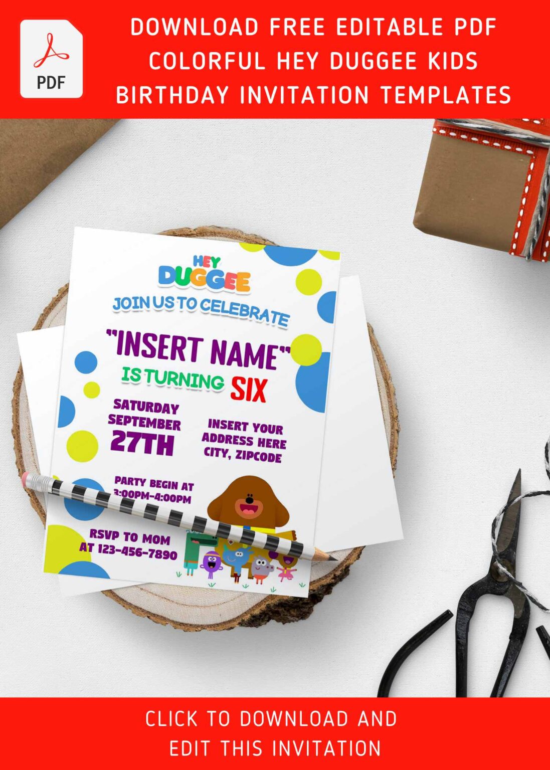 (Free Editable PDF) Cheerful Hey Duggee Birthday Invitation Templates ...