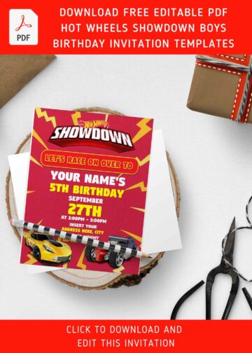 (Free Editable PDF) Hot Wheels Showdown Birthday Invitation Templates ...