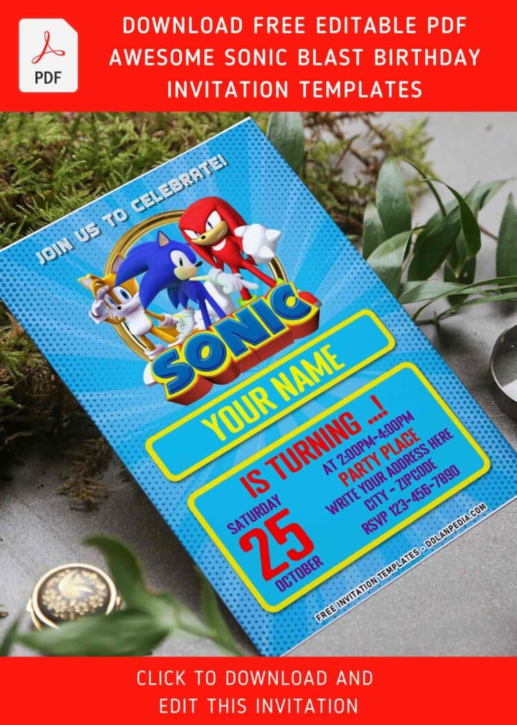 (free Editable Pdf) Sonic Comic Rush Birthday Invitation Templates 