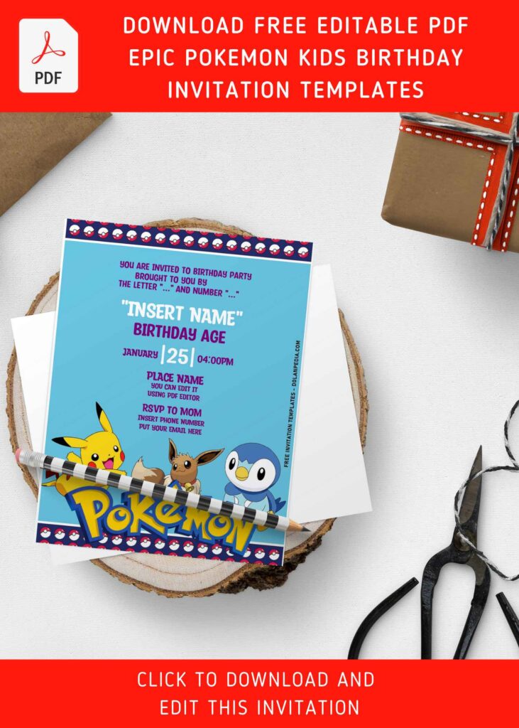 (Free Editable PDF) Super Fun Pokemon Birthday Invitation Templates For All Ages with Pikachu and Eevee