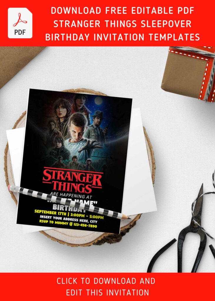 (Free Editable PDF) Party Like Eleven Stranger Things Themed Birthday Invitation Templates with Will and Eleven