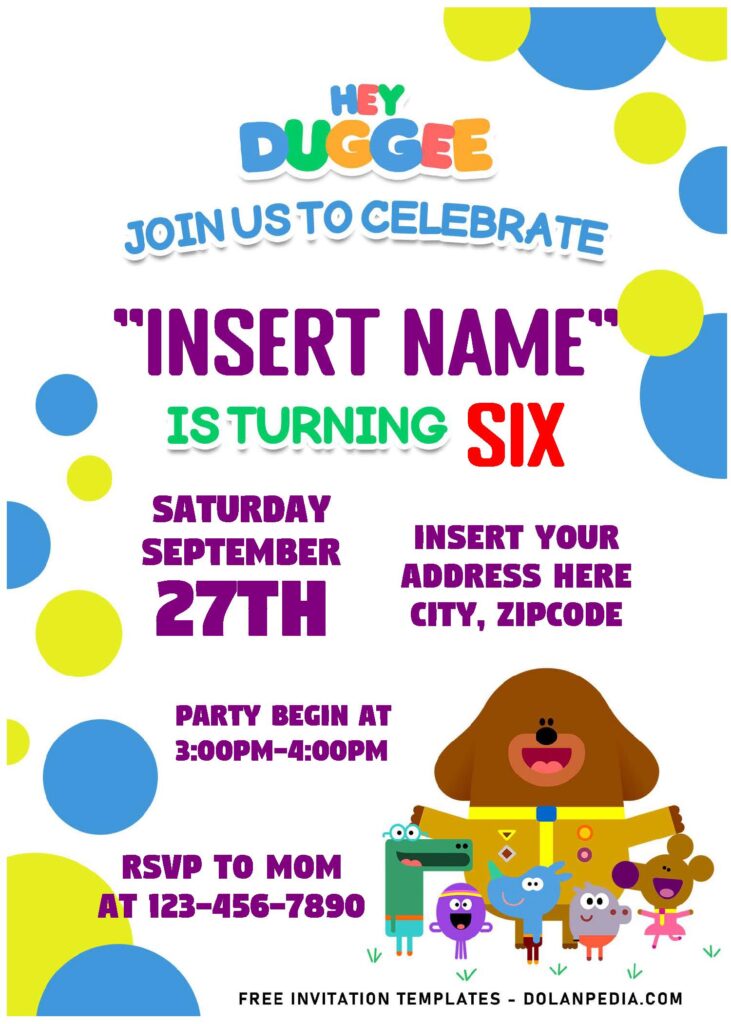 (Free Editable PDF) Cheerful Hey Duggee Birthday Invitation Templates For Preschooler with white background