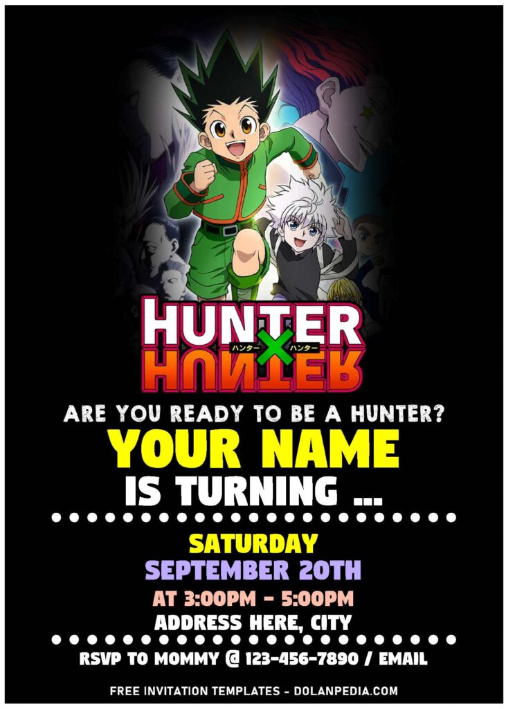 (Free Editable PDF) Beyond Epic Hunter X Hunter Birthday Invitation Templates with awesome Don