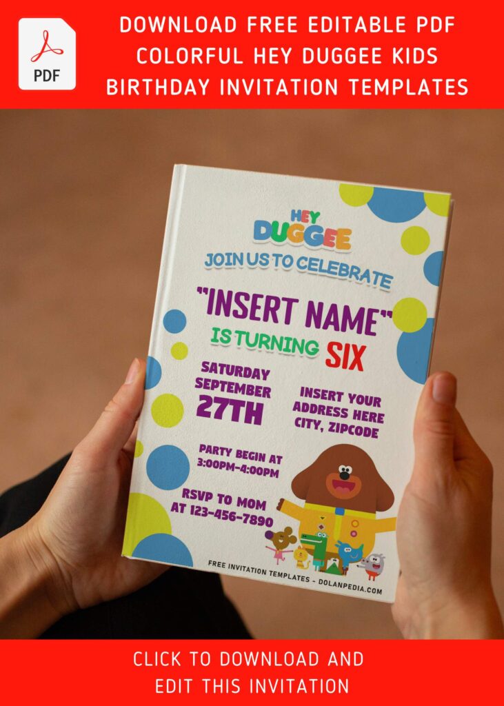 (Free Editable PDF) Cheerful Hey Duggee Birthday Invitation Templates For Preschooler with Roly