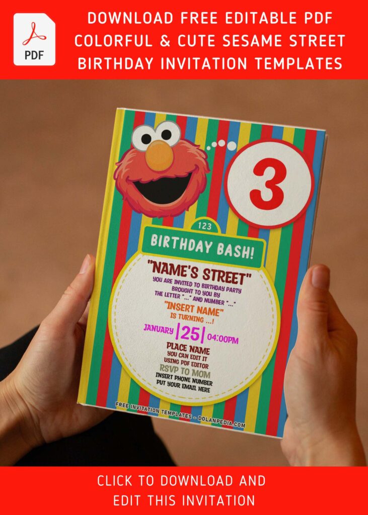 (Free Editable PDF) Perfect Everyday Sesame Street Birthday Invitation Templates with editable text