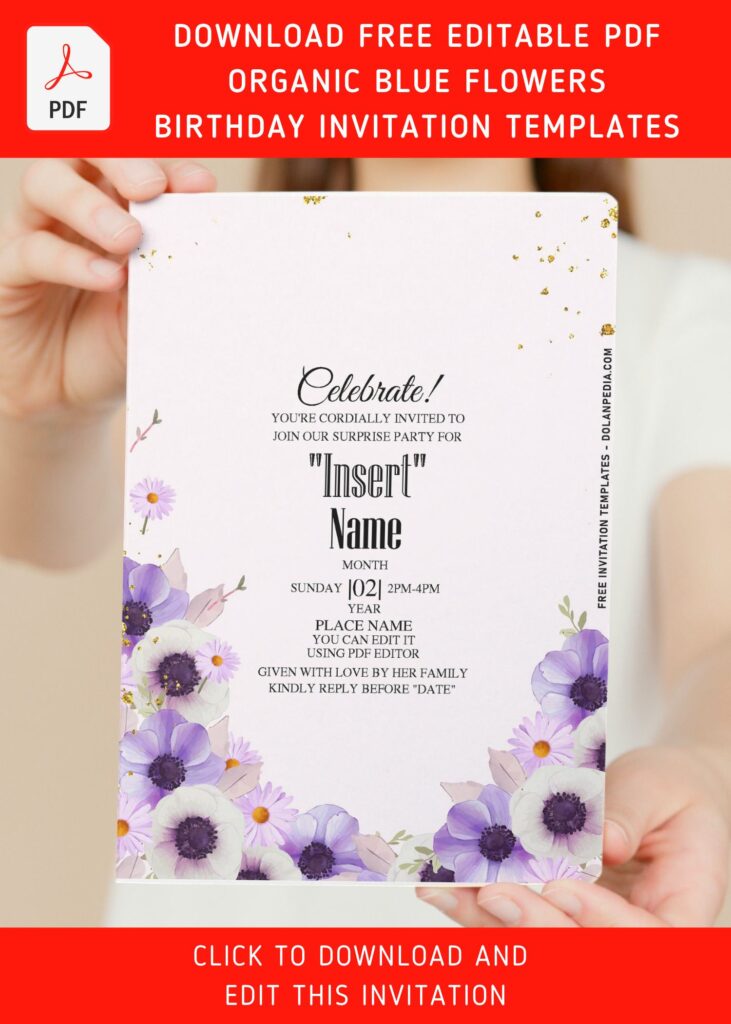 (Free Editable PDF) Brightly Colored Blooms Birthday Invitation Templates with editable text