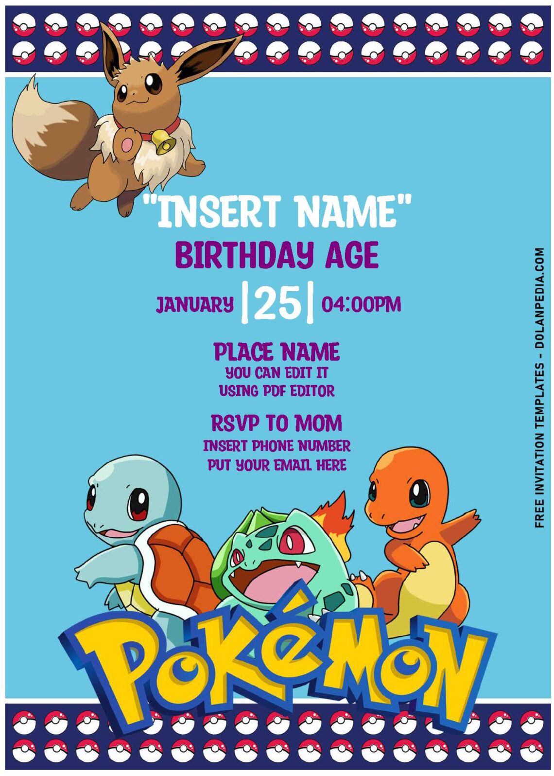 (Free Editable PDF) Super Fun Pokemon Birthday Invitation Templates For