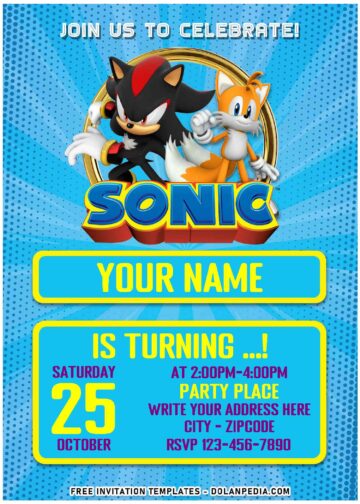 (Free Editable PDF) Sonic Comic Rush Birthday Invitation Templates ...