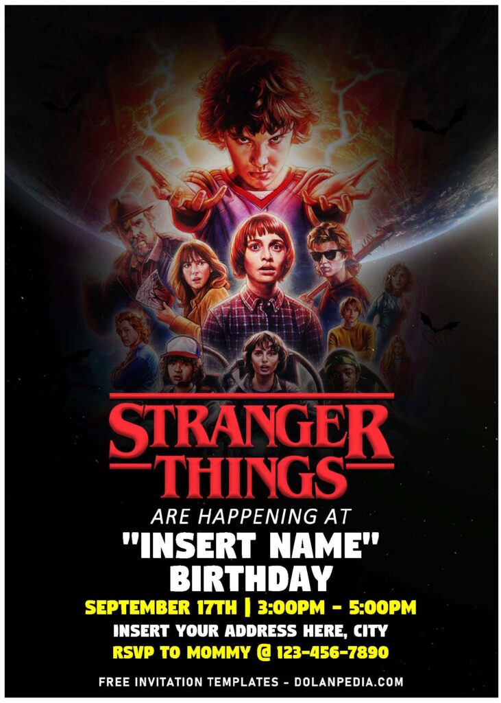 (Free Editable PDF) Party Like Eleven Stranger Things Themed Birthday Invitation Templates with stranger things poster