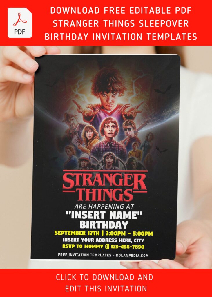 (Free Editable PDF) Party Like Eleven Stranger Things Themed Birthday Invitation Templates with 