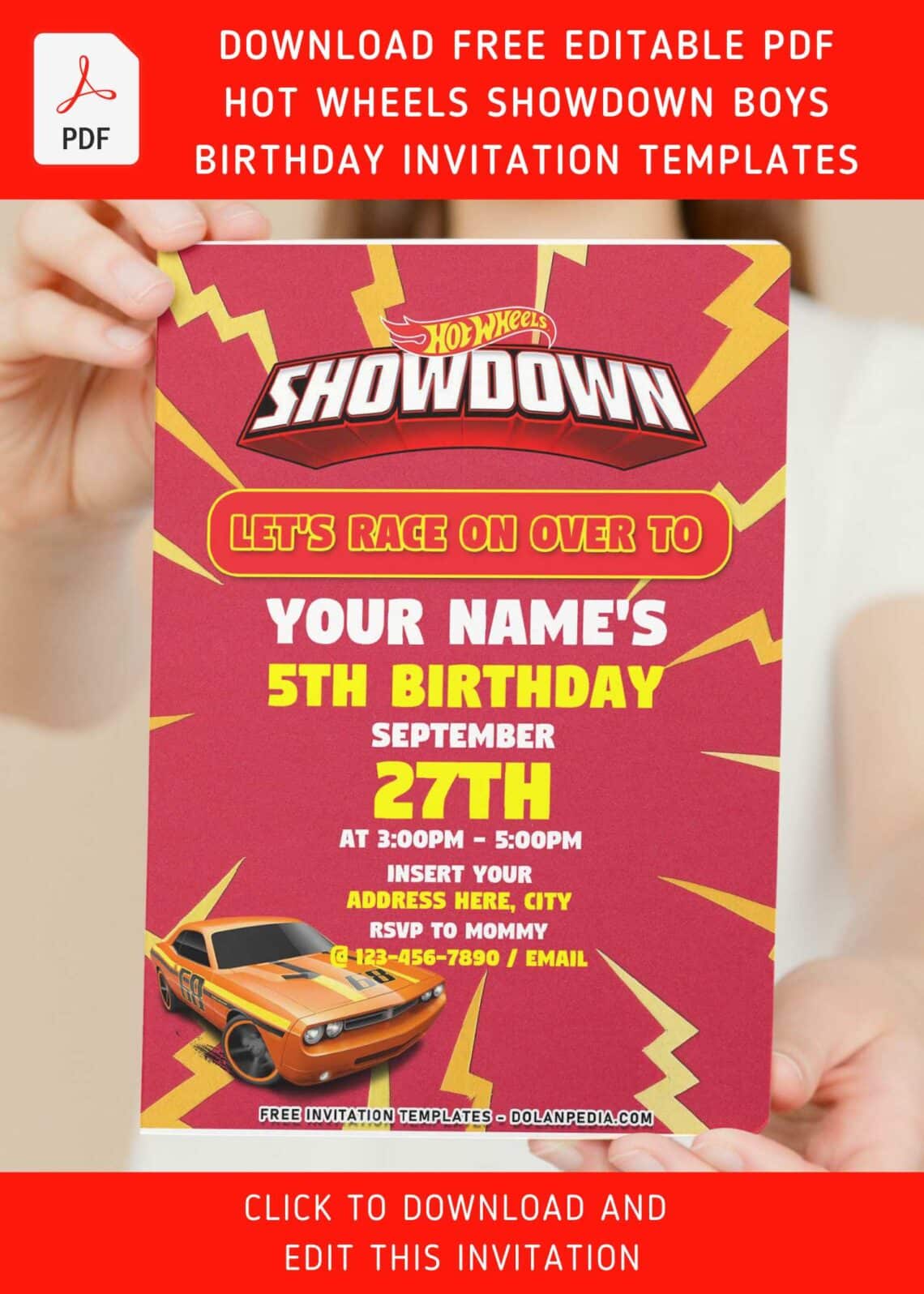 (Free Editable PDF) Hot Wheels Showdown Birthday Invitation Templates