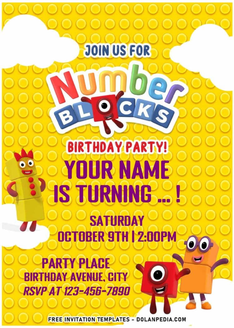 Free Editable Pdf Party With Numberblocks Birthday Invitation Templates Dolanpedia