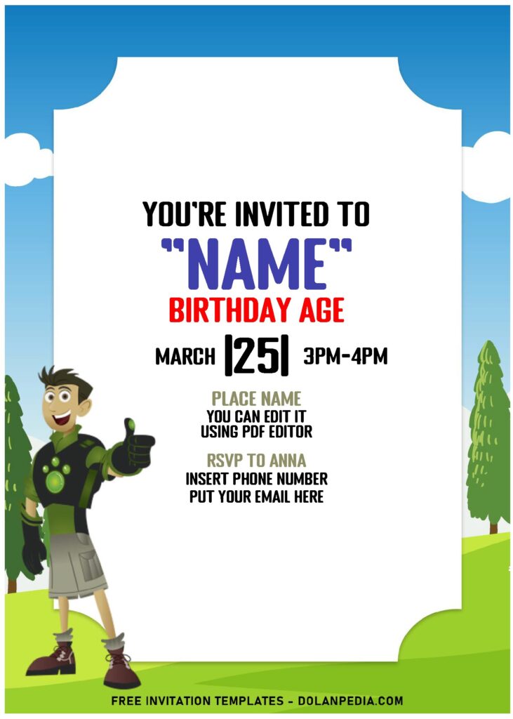 (Free Editable PDF) Cartoon Wild Kratts Themed Birthday Invitation Templates with cartoon background
