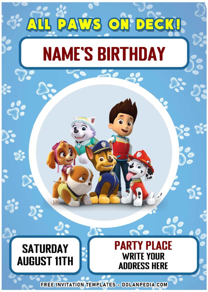 (Free Editable PDF) All Paws On Deck Paw Patrol PAW-TY Invitation Templates with ryder
