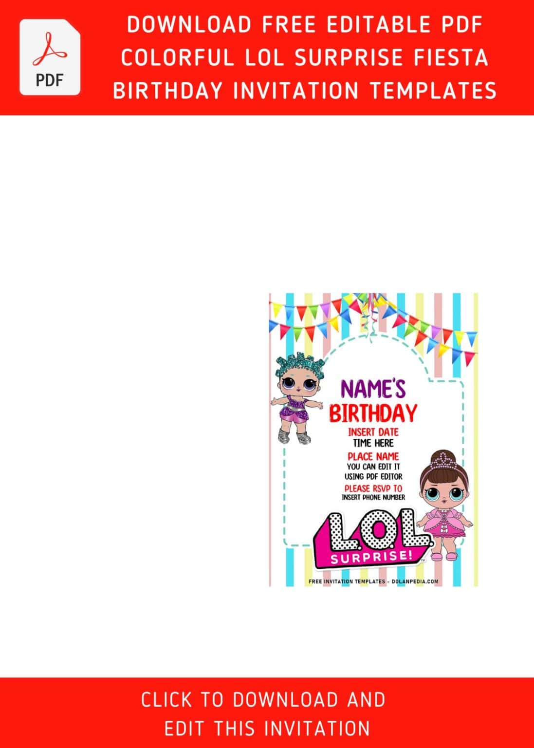 (Free Editable PDF) Colorful Hand Drawn LOL Surprise Birthday ...