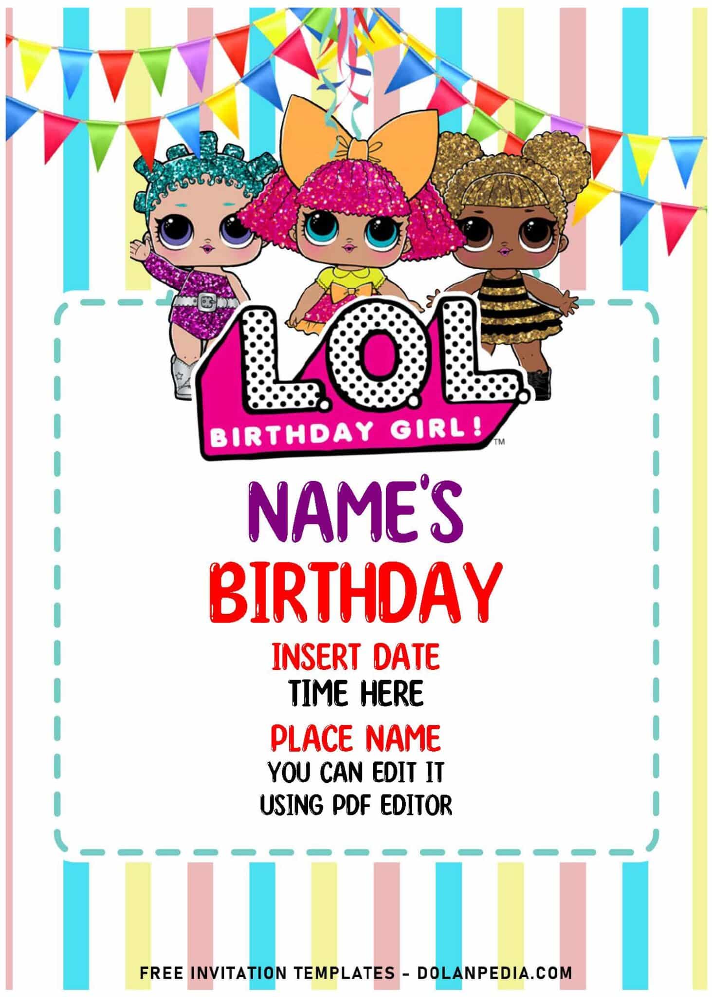 (Free Editable PDF) Colorful Hand Drawn LOL Surprise Birthday ...