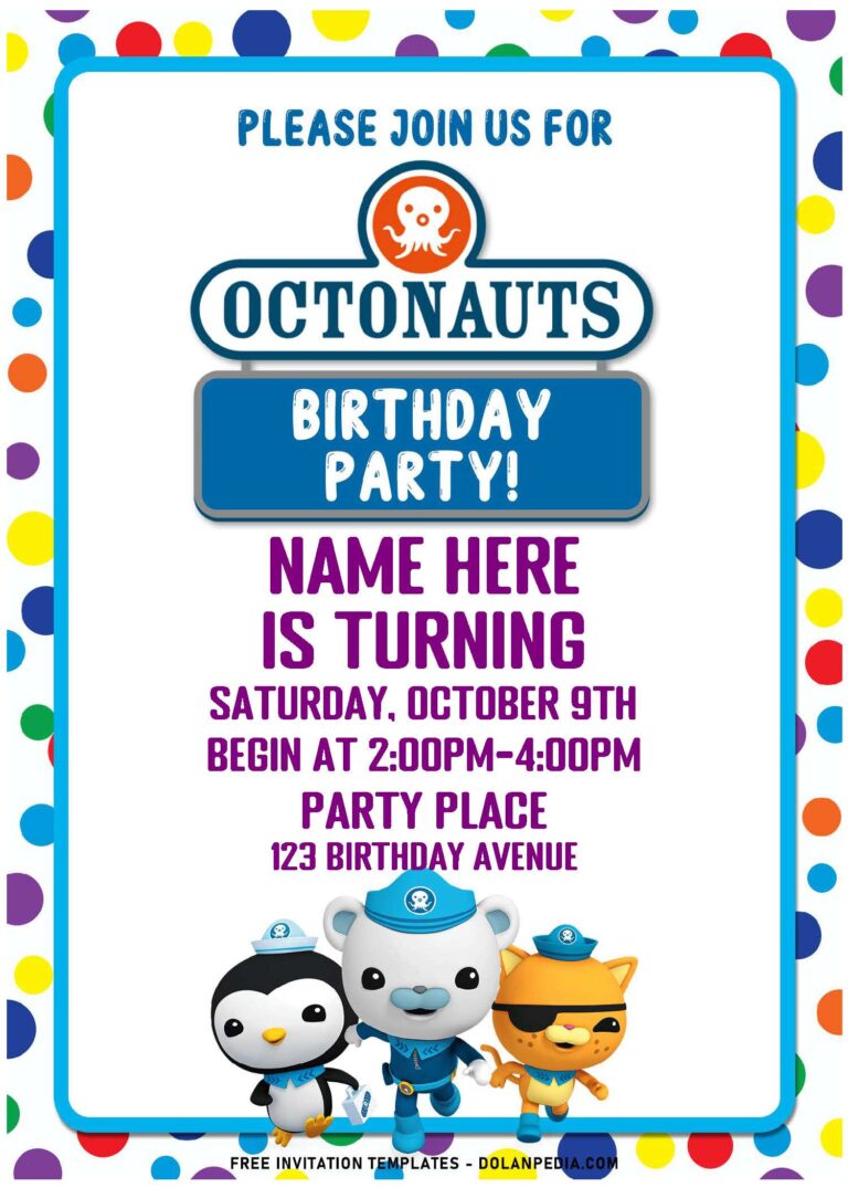 (Free Editable PDF) Colorful Polka Dots Octonauts Birthday Invitation ...