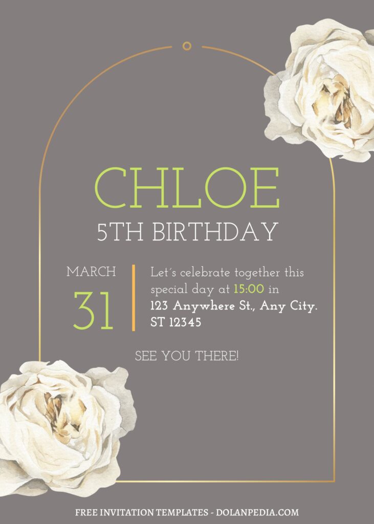 (Free) 11+ Gilded Garden Edge Canva Birthday Invitation Templates with aesthetic roses
