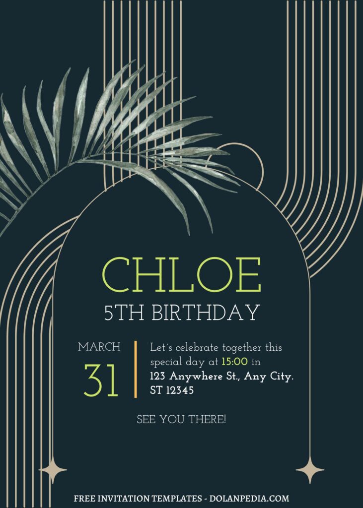 FREE EDITABLE - 11+ Modern Artistic Canva Birthday Invitation Templates with aesthetic palm leaf