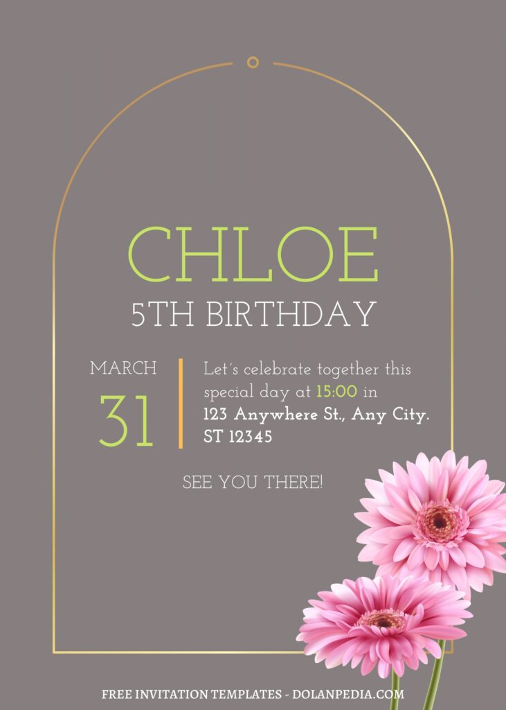(Free) 11+ Gilded Garden Edge Canva Birthday Invitation Templates with watercolor flowers