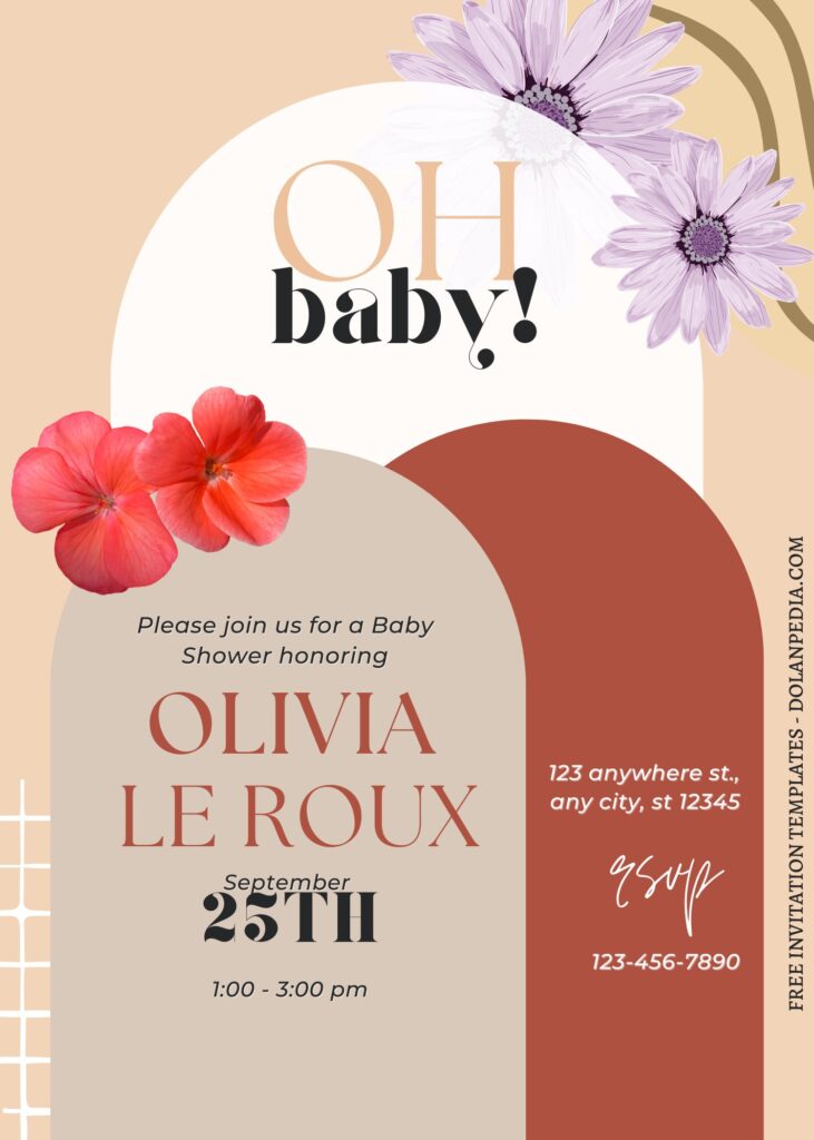 (Free) 9+ Classy Floral Arch Canva Birthday Invitation Templates with tan background