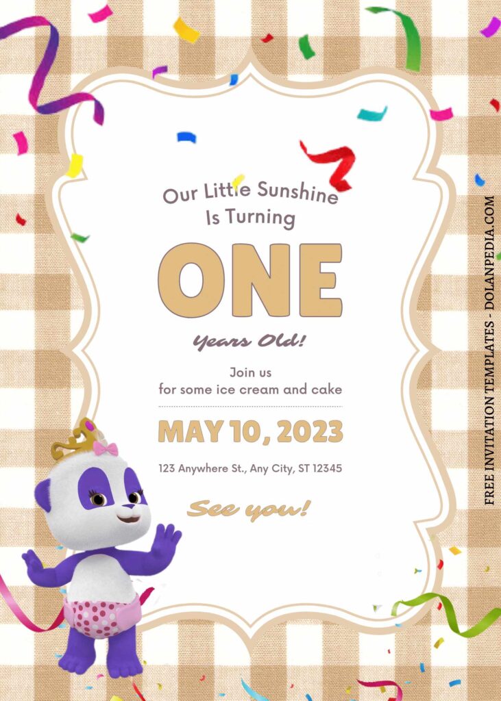 11+ Cheerful Word Party Canva Birthday Invitation Templates with cute baby panda