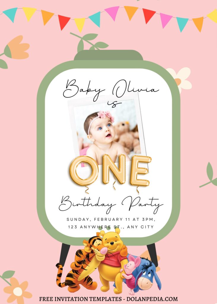 8+ Picnic In The Nature Winnie The Pooh Canva Birthday Invitation Templates with editable text