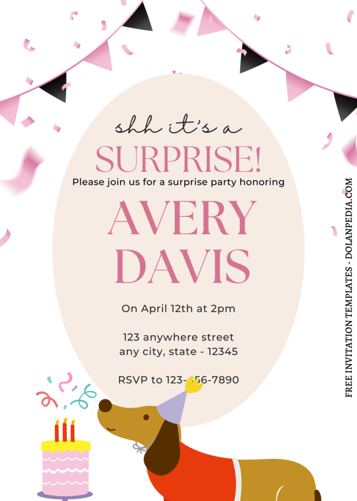 8+ Cheerful Party Animals Canva Birthday Invitation Templates with adorable puppy