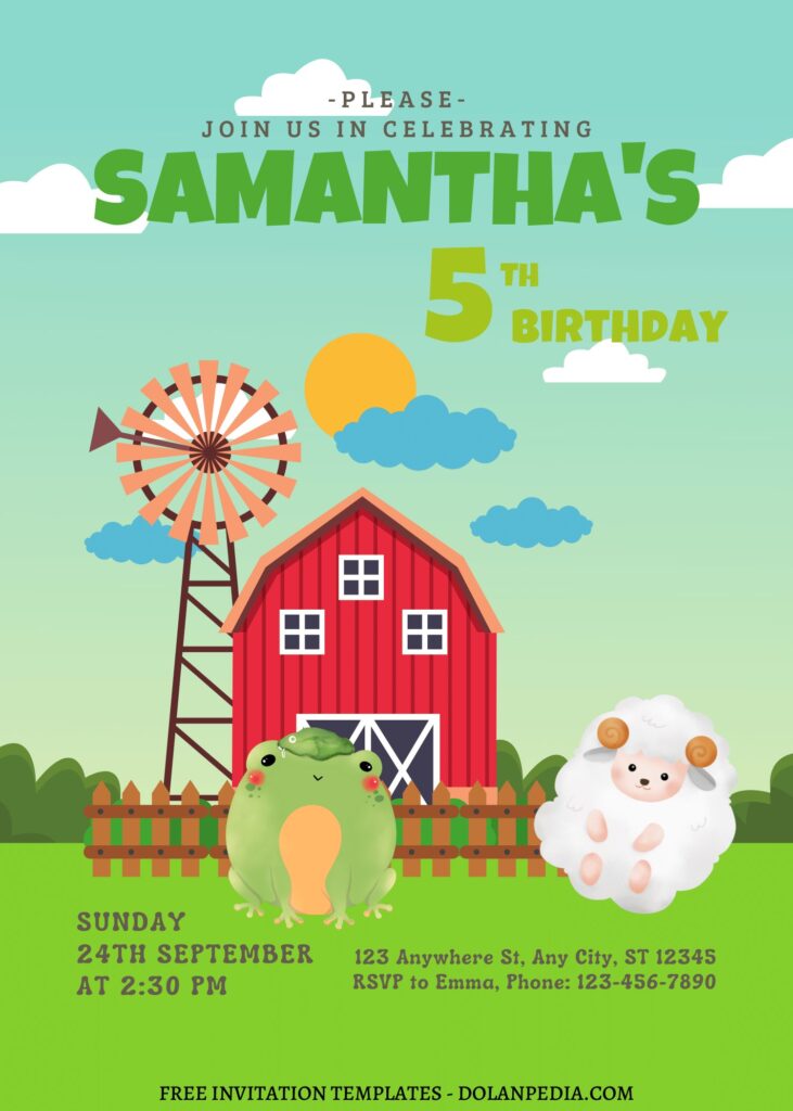 10+ Beautiful Barnyard Canva Birthday Invitation Templates with cute baby sheep