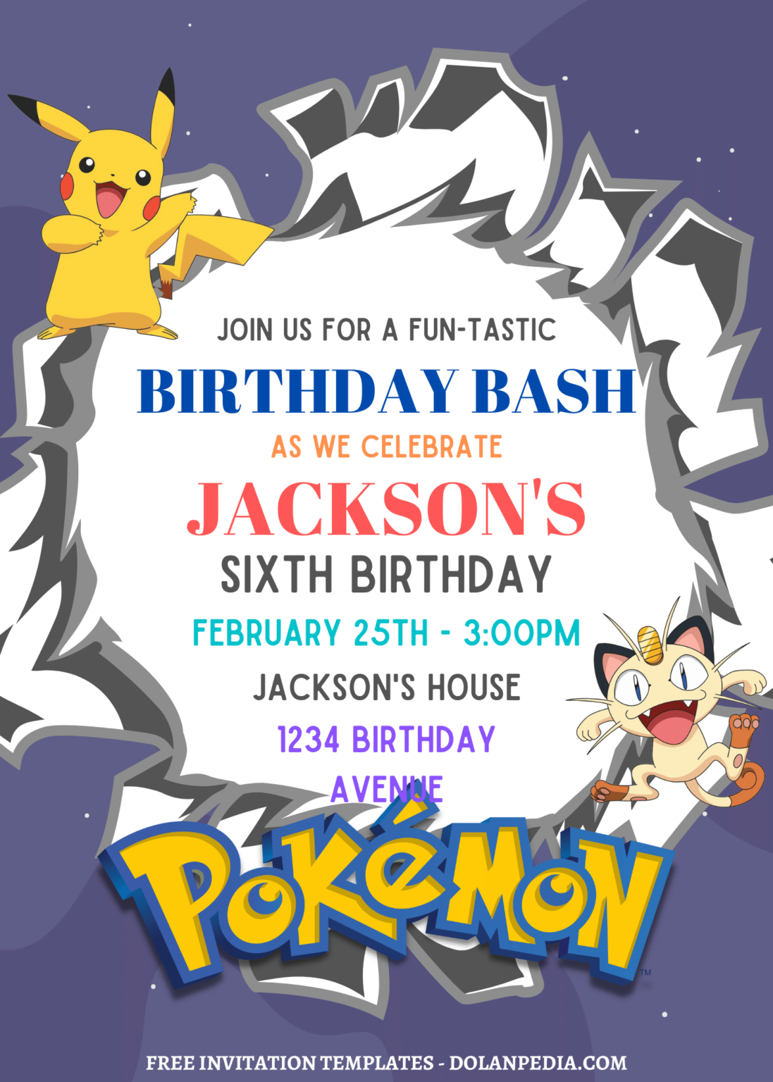 11+ Pokemon Bash Canva Birthday Invitation Templates | Dolanpedia