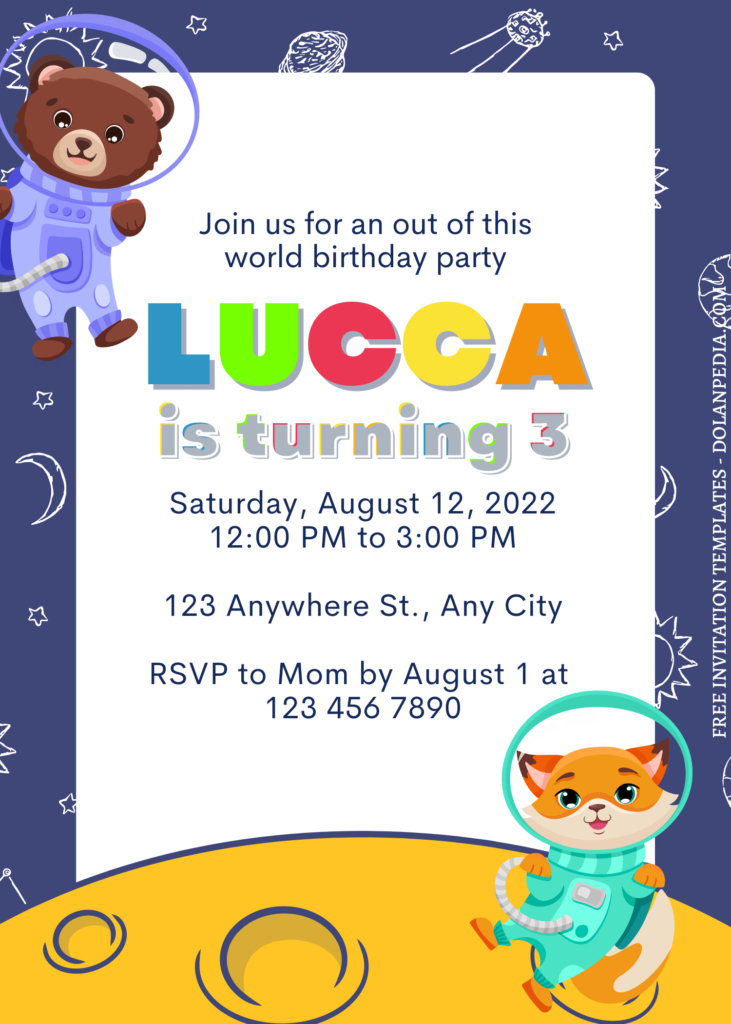 7+ 3...2...1 Blast Off Space Themed Canva Birthday Invitation Templates  with cute wording