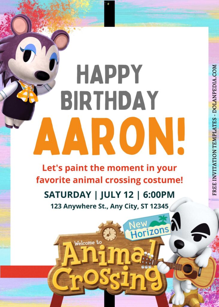8+ Joyful Animal Crossing Canva Birthday Invitation Templates with adorable puppy