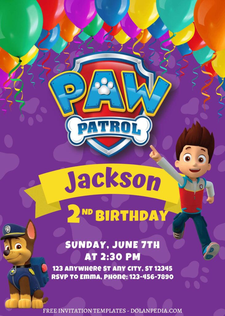 7+ Lively Colorful PAW Patrol Canva Birthday Invitation Templates with Chase and Ryder