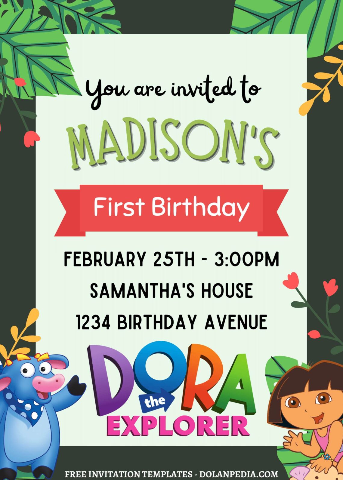 10+ Dora The Explorer Canva Birthday Invitation Templates | Dolanpedia