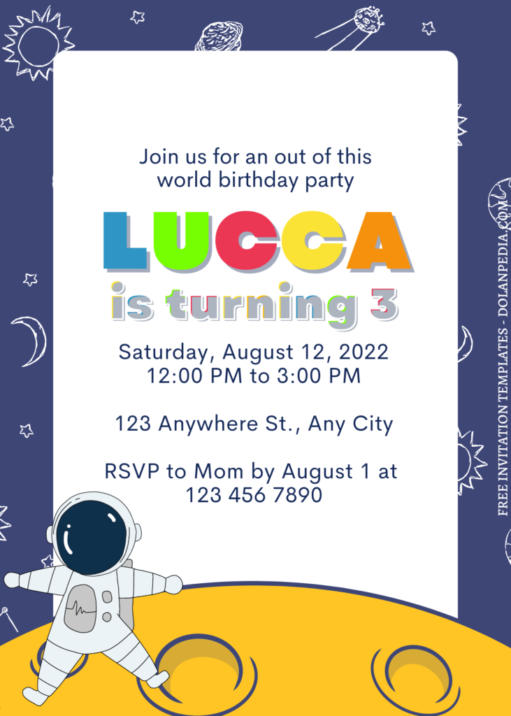 7+ 3...2...1 Blast Off Space Themed Canva Birthday Invitation Templates  with colorful text