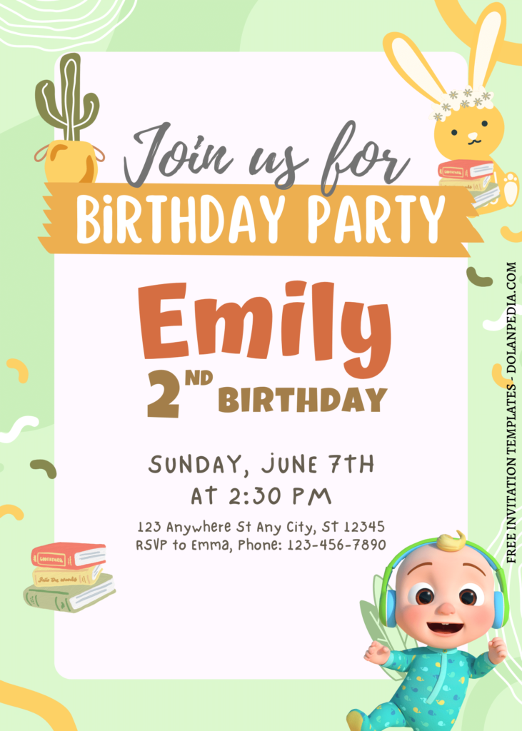 7+ Cute Cocomelon Canva Joint Birthday Invitation Templates with cute wording