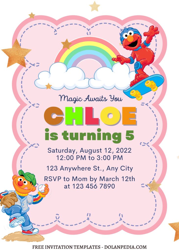 8+ Magic Awaits You Sesame Street Canva Birthday Invitation Templates with colorful text