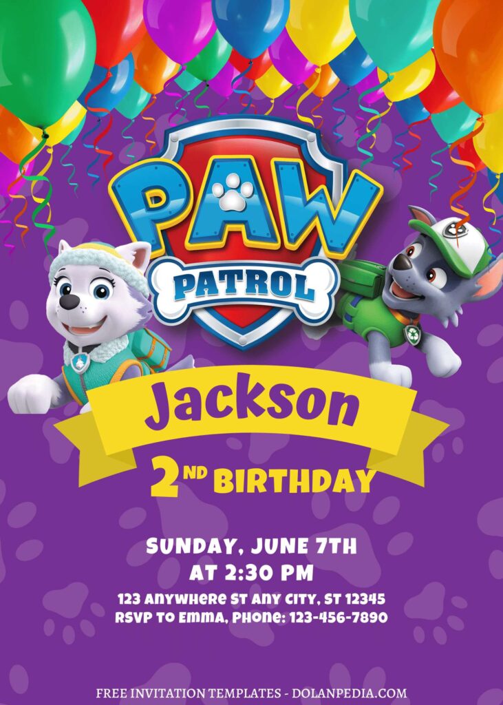 7+ Lively Colorful PAW Patrol Canva Birthday Invitation Templates with Rocky