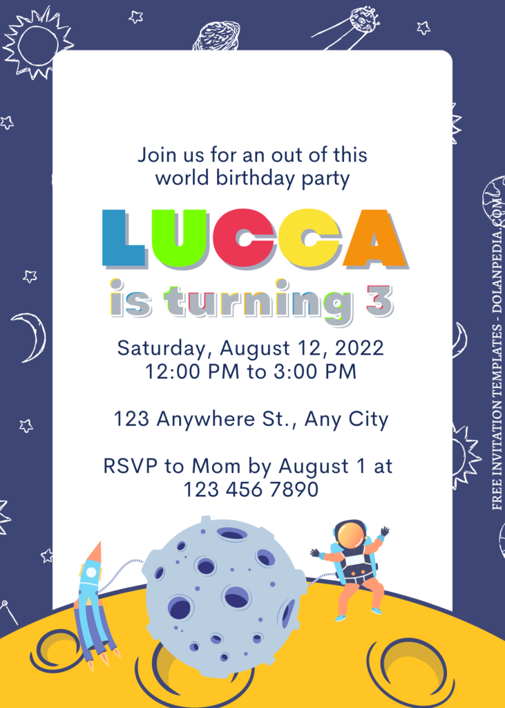 7+ 3...2...1 Blast Off Space Themed Canva Birthday Invitation Templates  with meteor