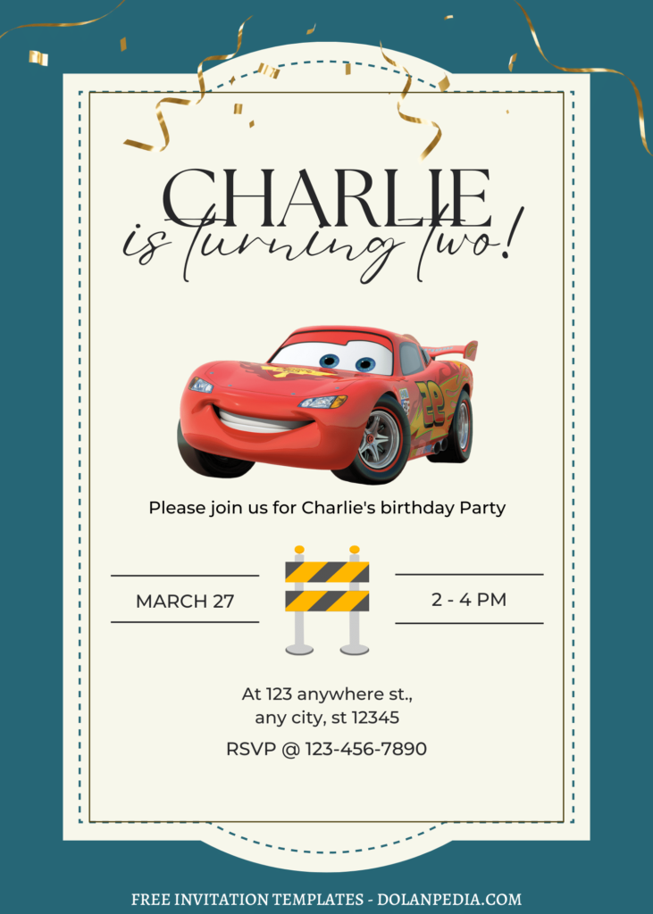 8+ Fantastic Cars Canva Birthday Invitation Templates  with Lightning McQueen