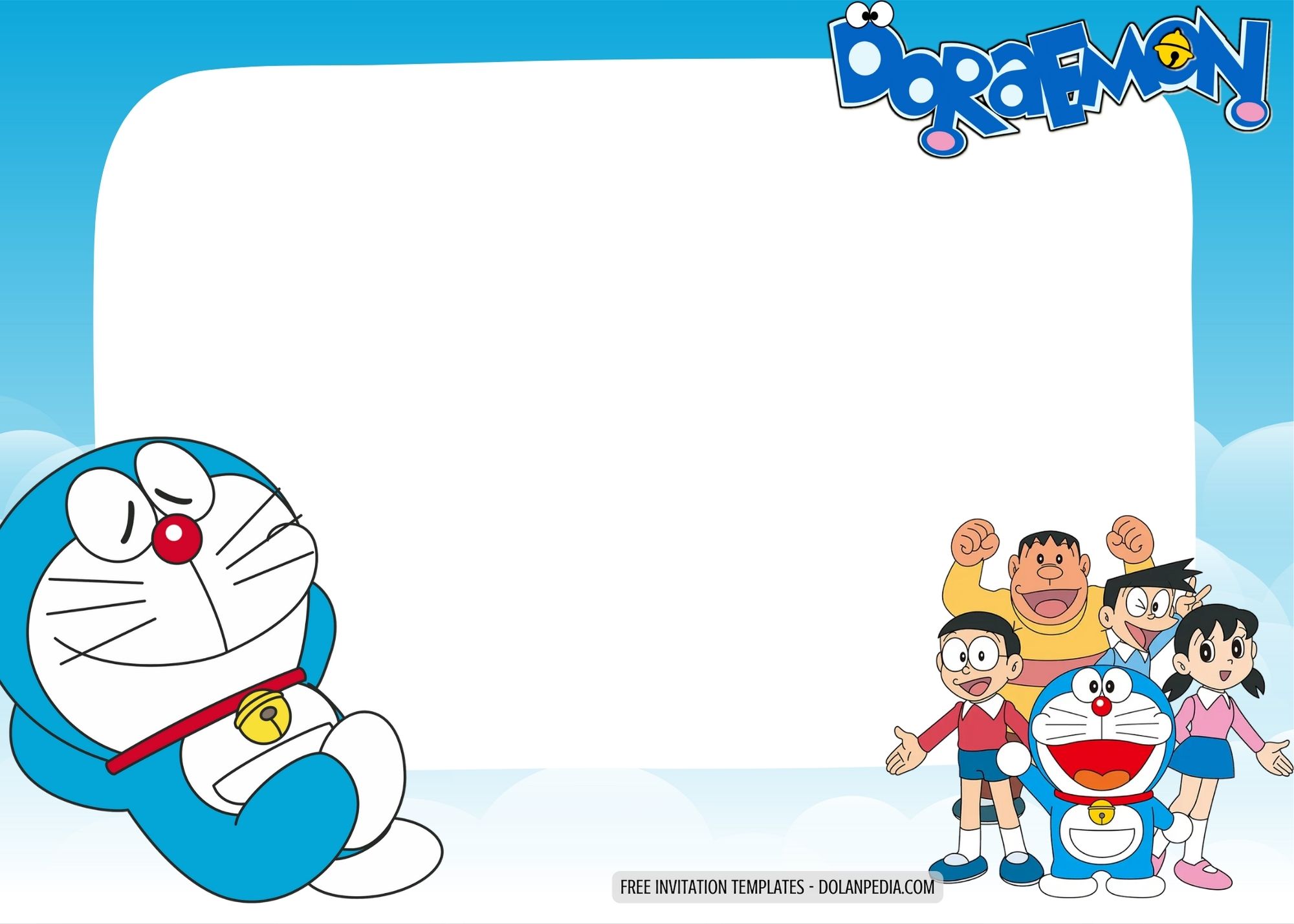 Blank Doraemon Birthday Invitation Templates One
