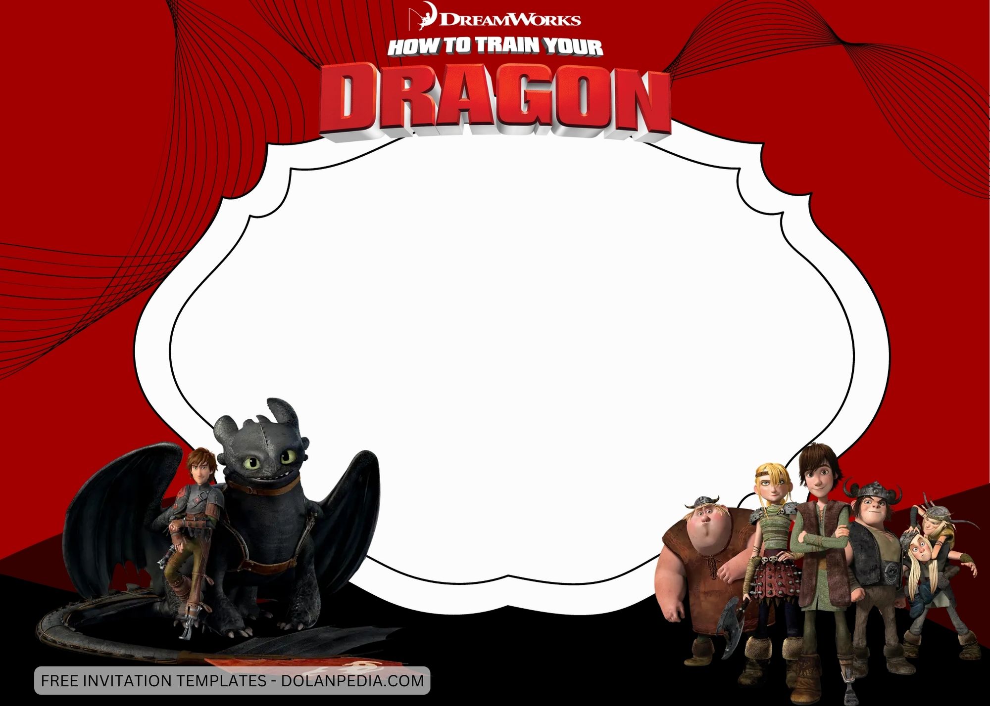 Blank How to Train Your Dragon Birthday Invitation Templates Four