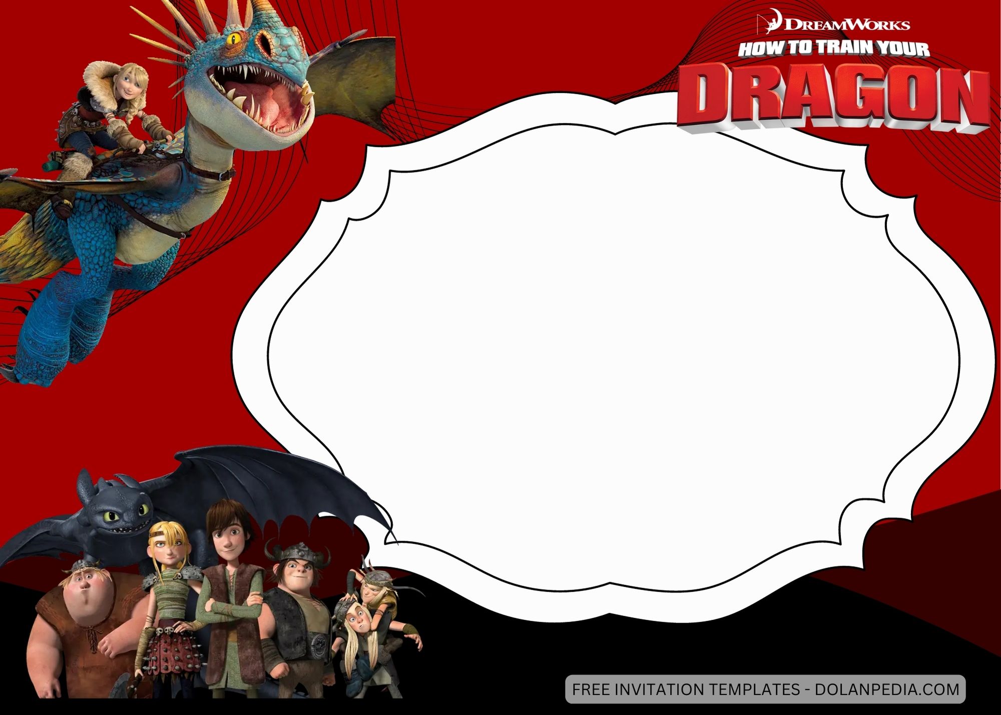 Blank How to Train Your Dragon Birthday Invitation Templates Five