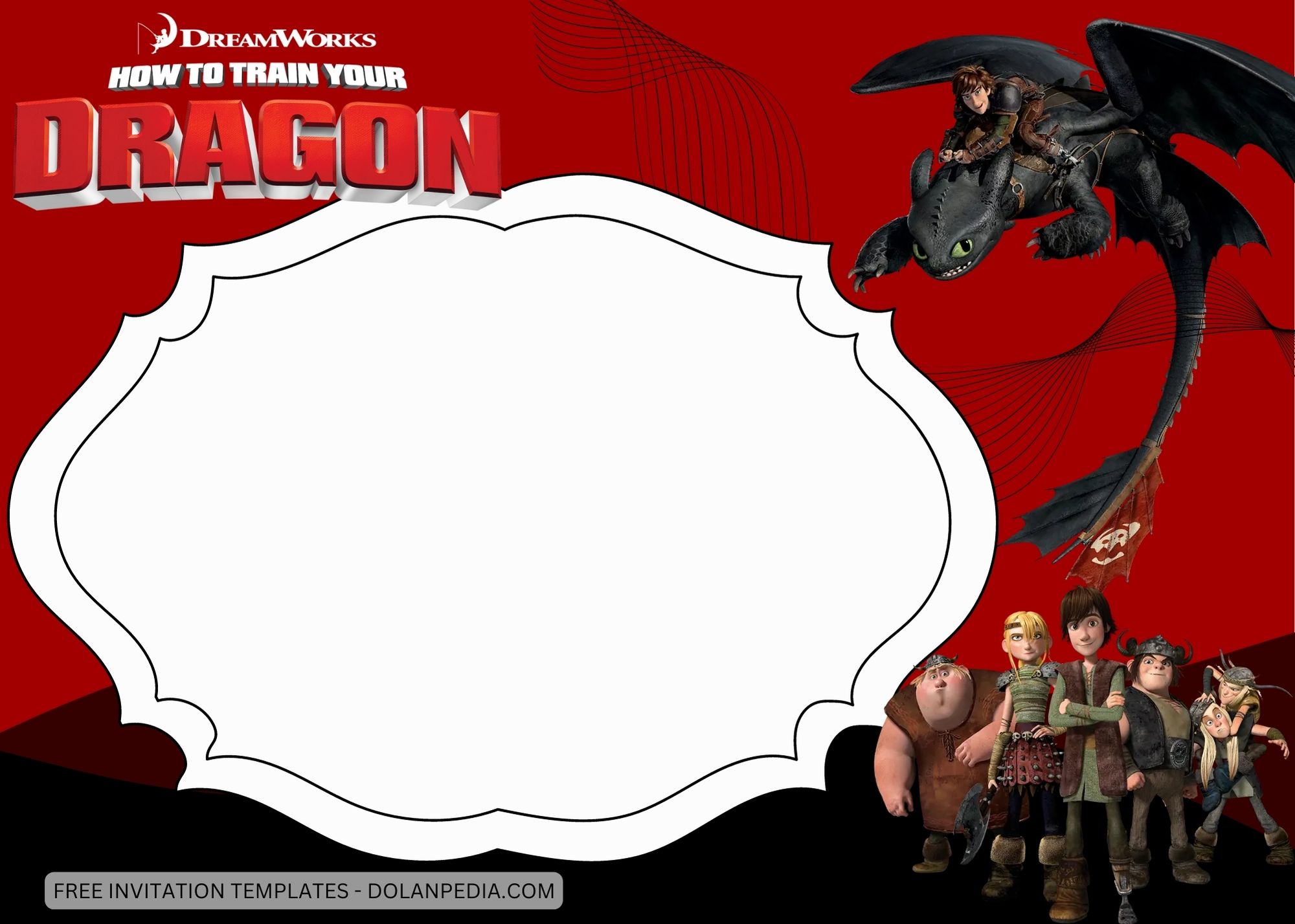 Blank How to Train Your Dragon Birthday Invitation Templates One